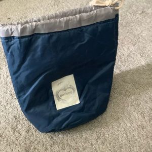 Navy and Gray Drawstring Bag